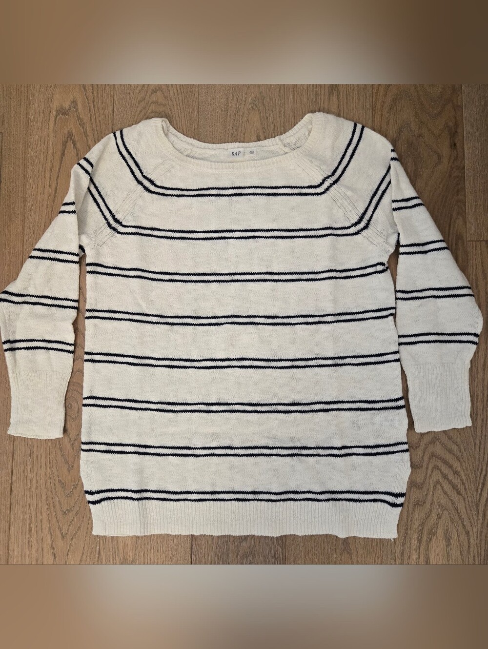 GAP Cream and Navy Striped Scoopneck Sweater